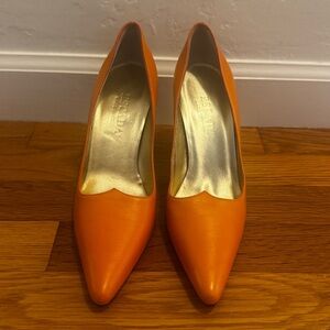 ESCADA Orange High Heels Pumps Shoes Work Party 7 Vintage Y2K Vibes Designer